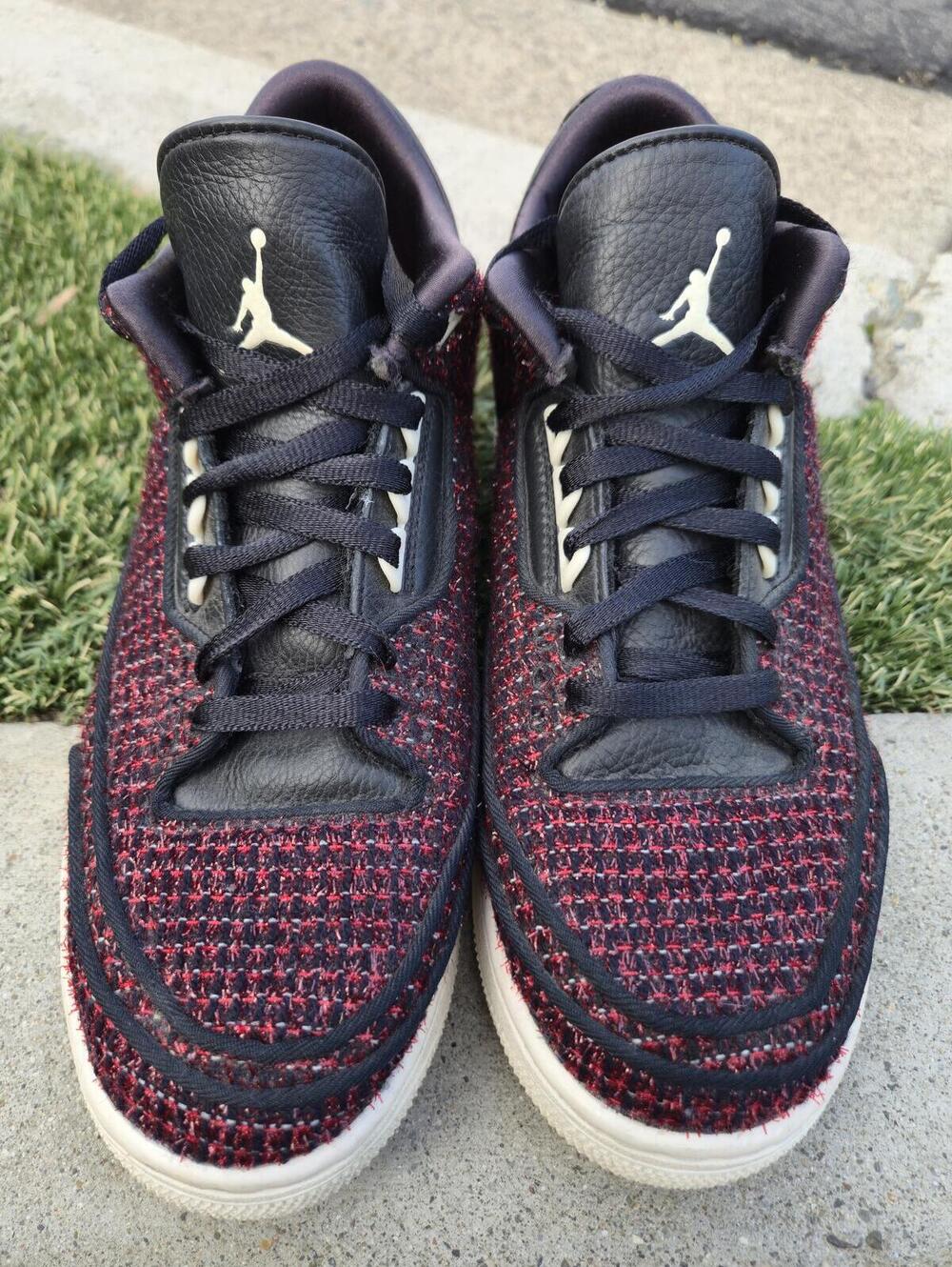 Air Jordan 3 X Vogue Retro Tweed Black Red Sneakers Size 9
